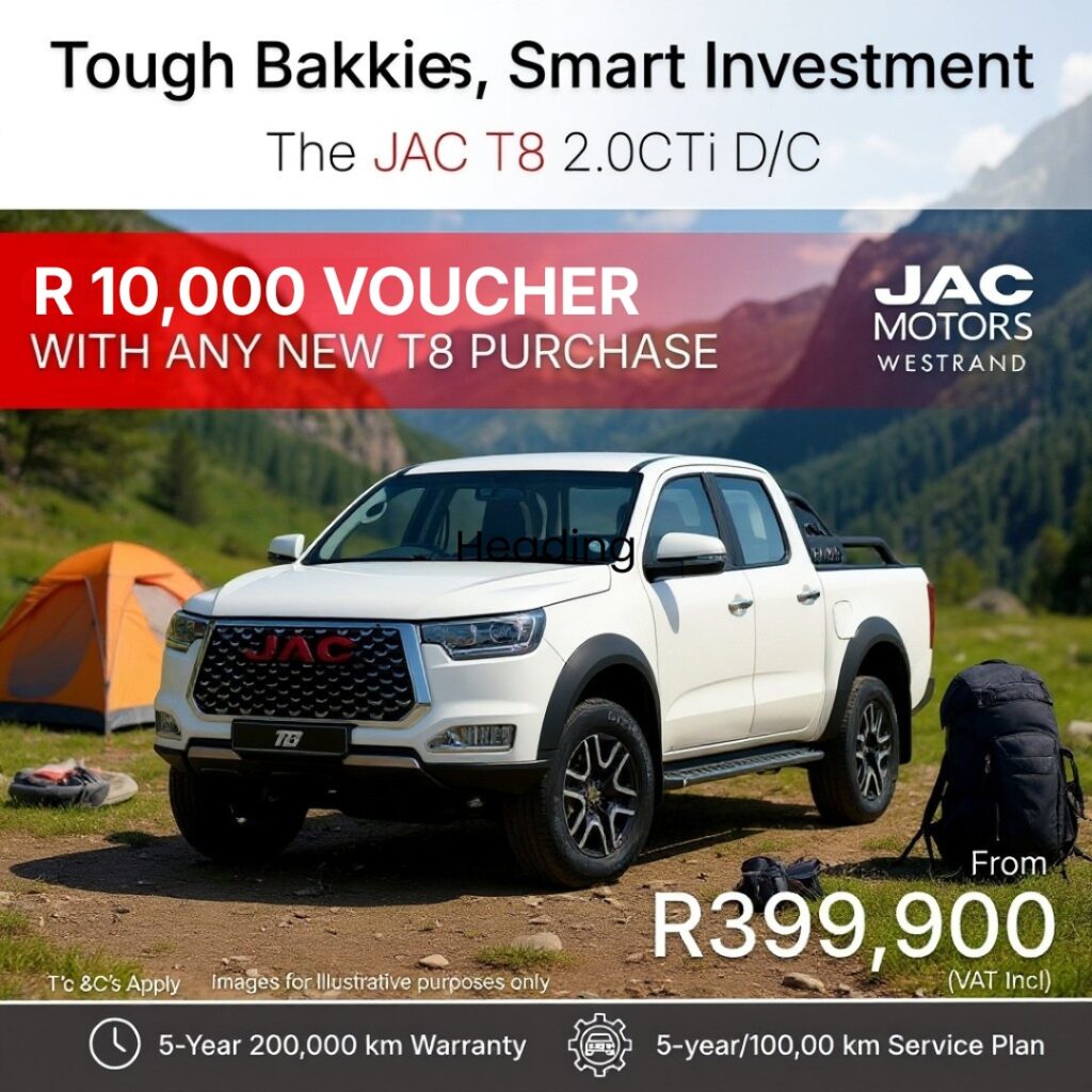 JAC T8 Double Cab Voucher Deal