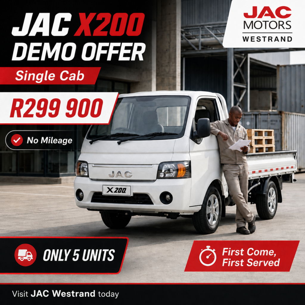 JAC X200 Single Cab Demo Models @ only R 299,900!